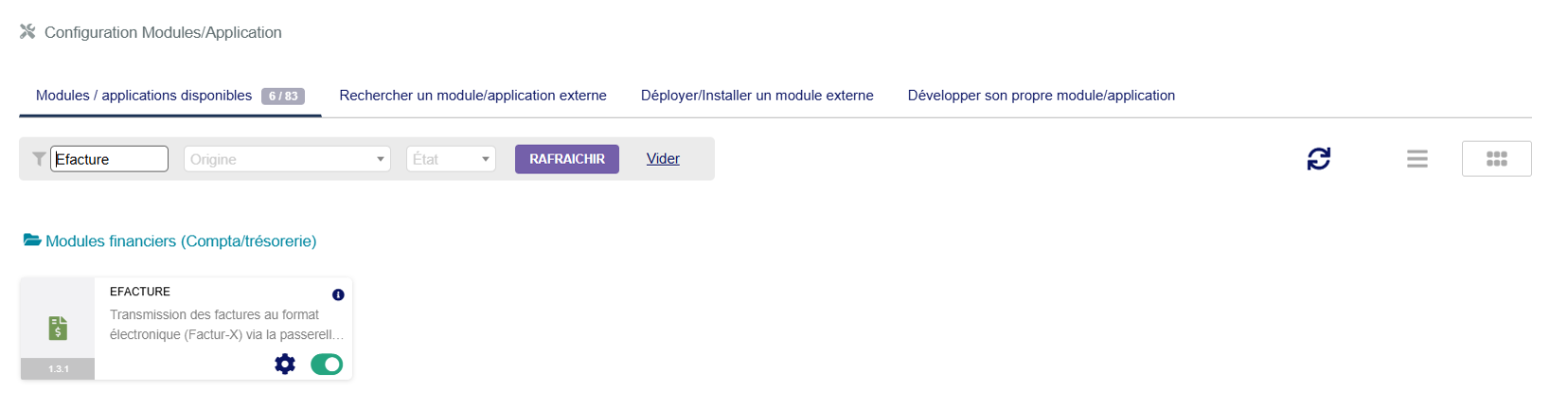 Activation du module E-Facture