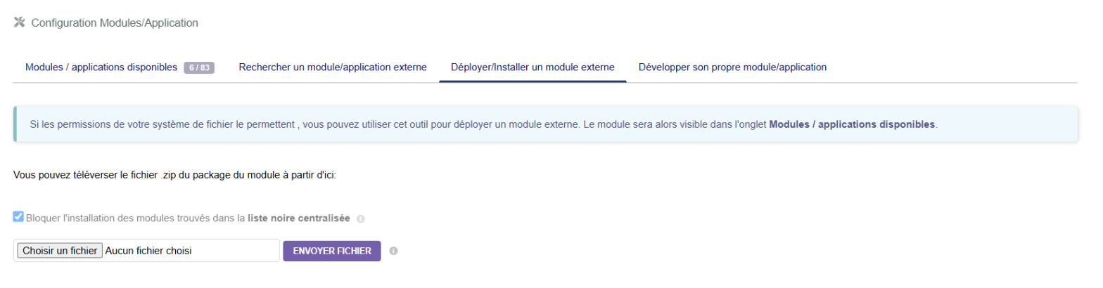 Déploiement du module externe dans Dolibarr