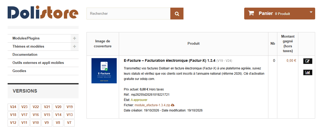 Le module E-Facture sur DoliStore