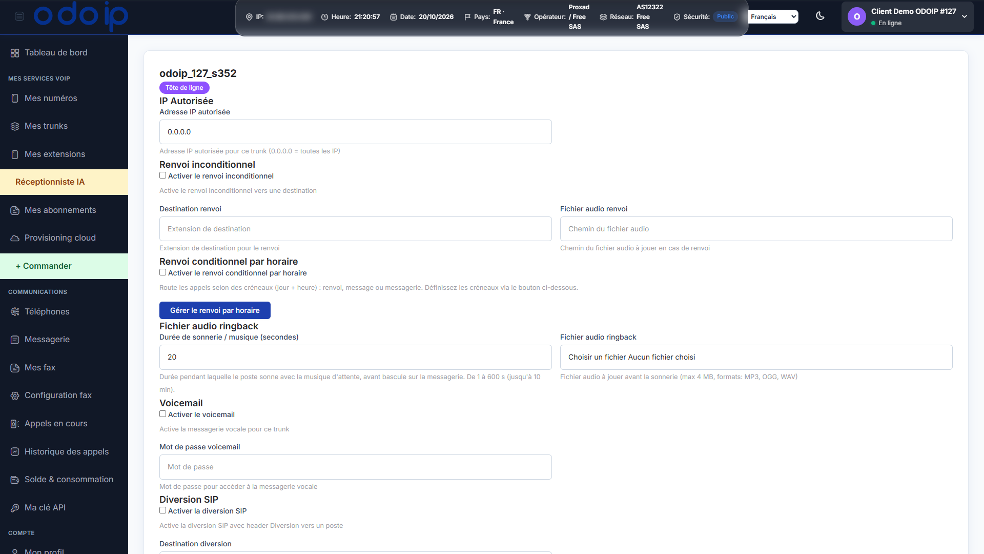 Options du trunk