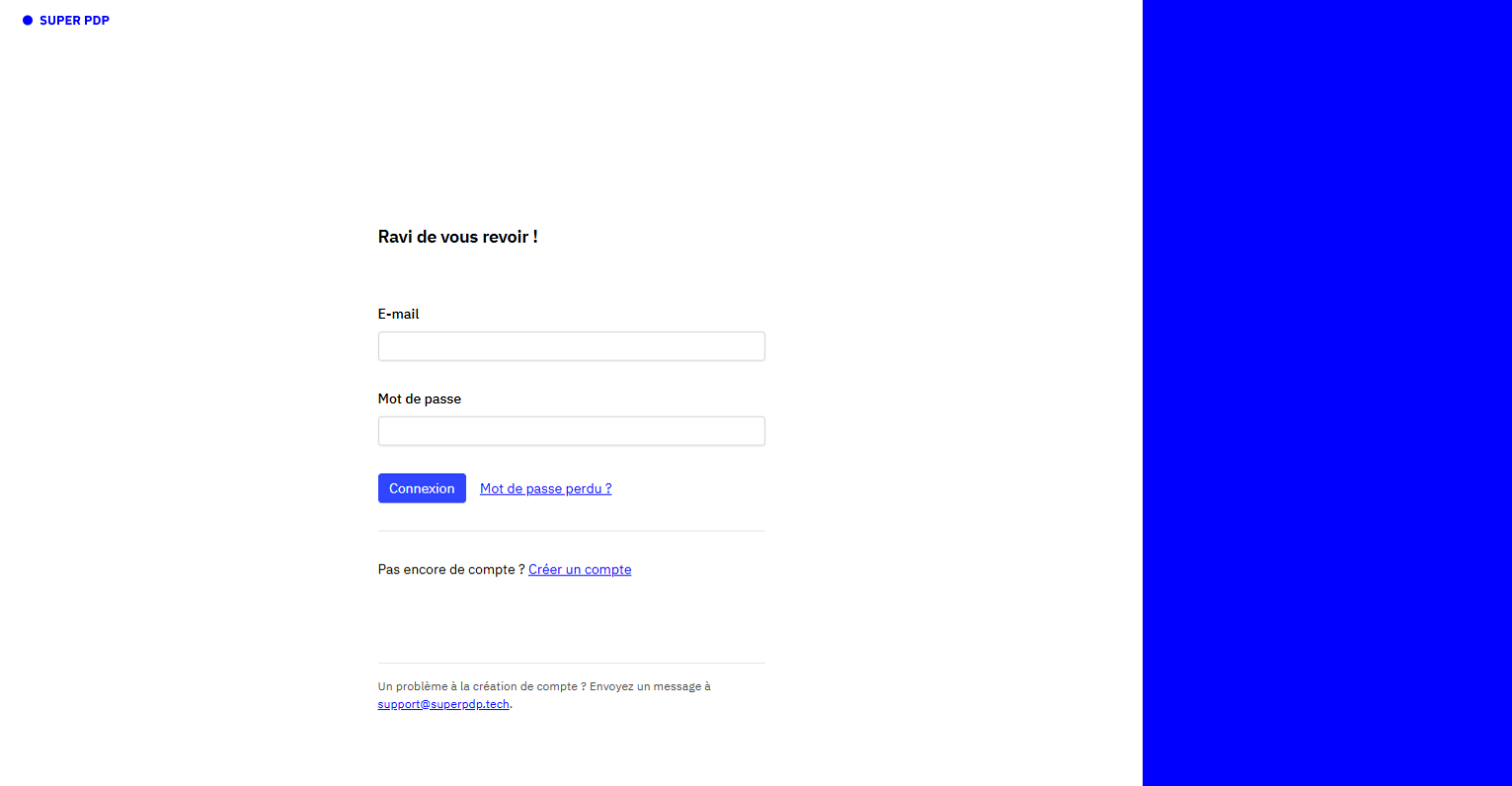 Connexion et création de compte sur Super PDP