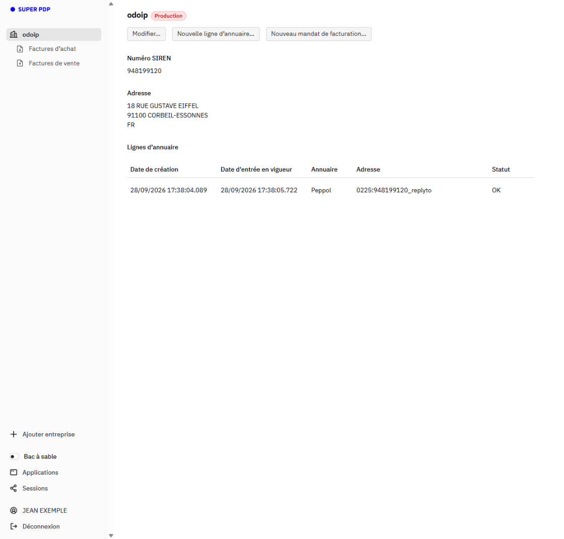 Fiche de l’entreprise sur Super PDP